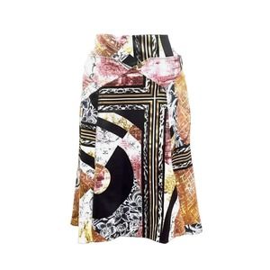 Just Cavalli Roberto Cavalli Multicolor Abstract Print Flutter Skirt